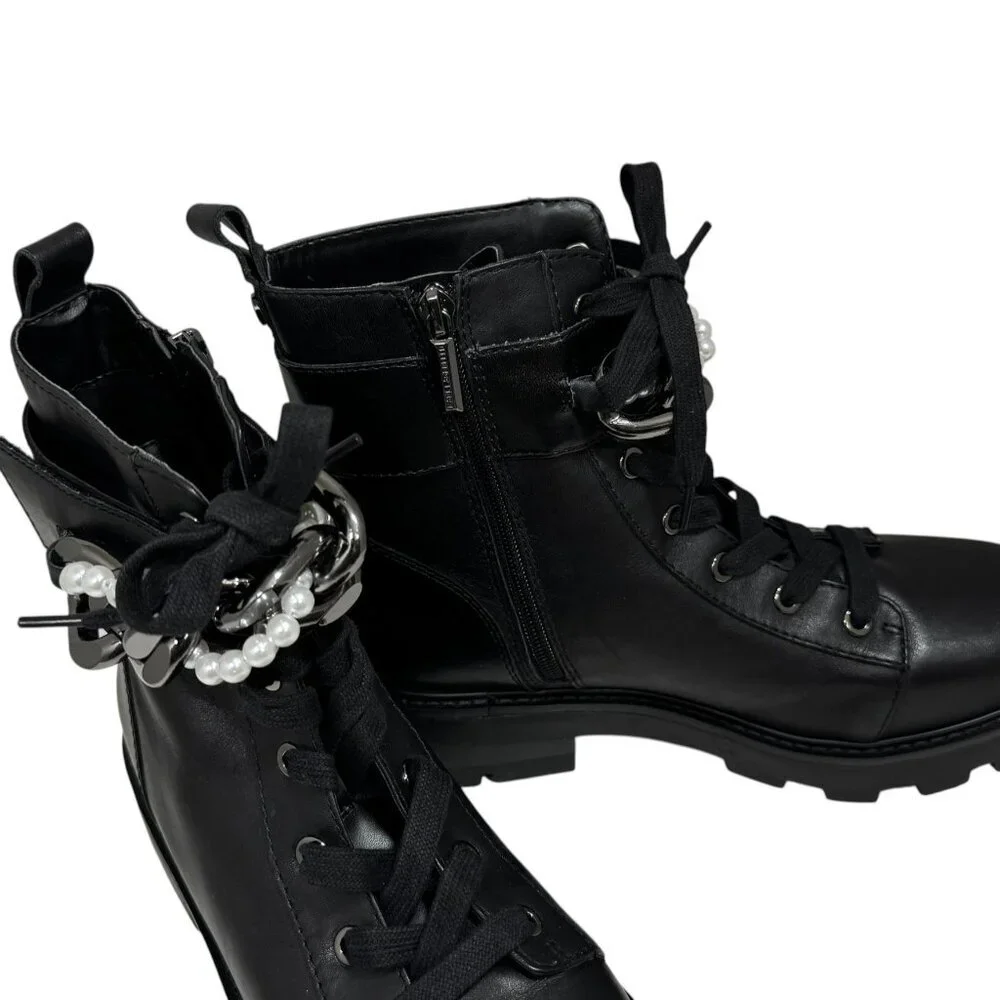 Karl Lagerfeld Women's Combat Boots  Maxi Chain Fem Size 8  NEW‎